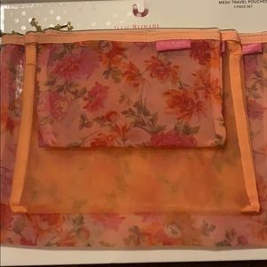 Isaac Mizrahi Mesh Travel Pouch (Peach/Floral)